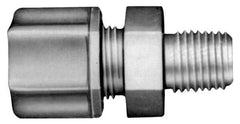 Made in USA - 1/2" Tube OD, Polypropylene Plastic Compression Tube Male Connector - 1/8 NPT Pipe, 215°F Max, Plastic Grip - Exact Tool & Supply