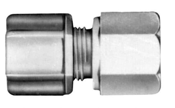 Made in USA - 3/8" Tube OD, Kynar Plastic Compression Tube Female Connector - 1/4 NPT Pipe, 275°F Max, Plastic Grip - Exact Tool & Supply
