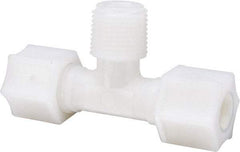 Made in USA - 3/8" Tube OD, Nylon Plastic Compression Tube Male Branch Tee - 3/8 NPT Pipe, 220°F Max, Plastic Grip - Exact Tool & Supply