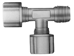 Made in USA - 1/4" Tube OD, Acetal/Celcon Plastic Compression Tube Male Run Tee - 1/8 NPT Pipe, 220°F Max, Plastic Grip - Exact Tool & Supply