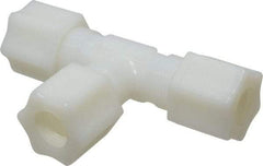 Made in USA - 1/2" Tube OD, Nylon Plastic Compression Tube Union Tee - 220°F Max, Plastic Grip - Exact Tool & Supply