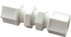Made in USA - 3/8" Tube OD, Polypropylene Plastic Compression Tube Bulkhead Union - 215°F Max, Plastic Grip - Exact Tool & Supply