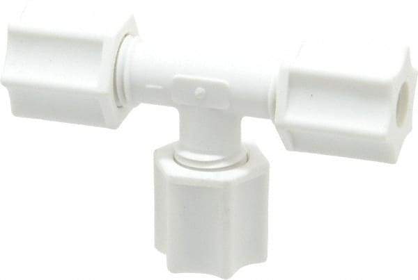 Made in USA - 1/4" Tube OD, Polypropylene Plastic Compression Tube Union Tee - 215°F Max, Plastic Grip - Exact Tool & Supply