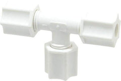 Made in USA - 1/4" Tube OD, Polypropylene Plastic Compression Tube Union Tee - 215°F Max, Plastic Grip - Exact Tool & Supply