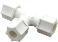 Made in USA - 3/8" Tube OD, Polypropylene Plastic Compression Tube Union Tee - 215°F Max, Plastic Grip - Exact Tool & Supply