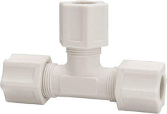 Made in USA - 1/2" Tube OD, Polypropylene Plastic Compression Tube Union Tee - 215°F Max, Plastic Grip - Exact Tool & Supply