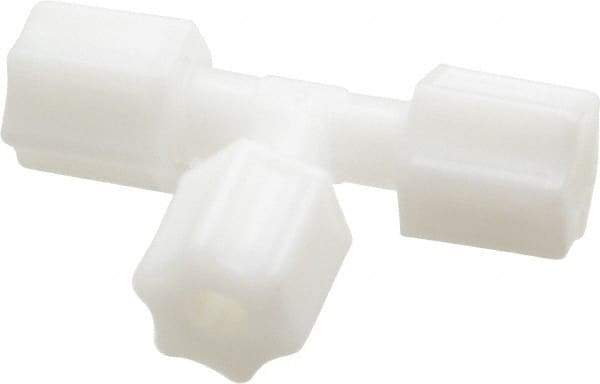 Made in USA - 1/4" Tube OD, Acetal/Celcon Plastic Compression Tube Union Tee - 220°F Max, Plastic Grip - Exact Tool & Supply