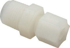 Made in USA - 3/8" Tube OD, Kynar Plastic Compression Tube Male Connector - 1/2 NPT Pipe, 275°F Max, Plastic Grip - Exact Tool & Supply