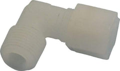 Made in USA - 1/2" Tube OD, Kynar Plastic Compression Tube Male Elbow - 1/2 NPT Pipe, 275°F Max, Plastic Grip - Exact Tool & Supply