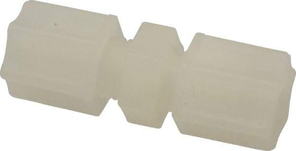 Made in USA - 1/4" Tube OD, Kynar Plastic Compression Tube Union - 275°F Max, Plastic Grip - Exact Tool & Supply