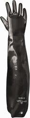 Chemical Resistant Gloves: X-Large, Neoprene-Coated, Neoprene, Supported Black, 31'' OAL, Smooth