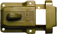 Yale - 1-1/8 to 2-1/4" Door Thickness, Brass Lacquer Finish, 112-1/4F Rimlock Deadbolt - Rim Cylinder - Exact Tool & Supply