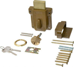 Yale - 1-1/8 to 2-1/4" Door Thickness, Brass Lacquer Finish, 112 Rimlock Deadbolt - Rim Cylinder - Exact Tool & Supply