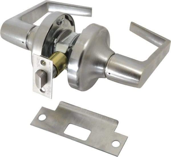 Yale - Grade 2 Passage Lever Lockset - 2-3/4" Back Set, 6 Pin Para Keyway Cylinder, US26D/Satin Chrome Plated Finish - Exact Tool & Supply