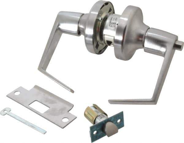 Yale - Grade 2 Privacy Lever Lockset - 2-3/4" Back Set, 6 Pin Para Keyway Cylinder, US26D/Satin Chrome Plated Finish - Exact Tool & Supply