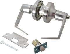 Yale - Grade 2 Privacy Lever Lockset - 2-3/4" Back Set, 6 Pin Para Keyway Cylinder, US26D/Satin Chrome Plated Finish - Exact Tool & Supply