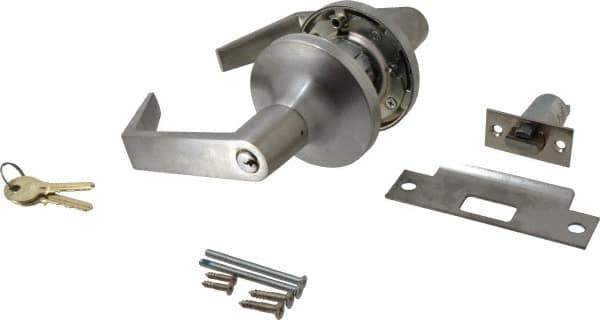 Yale - Grade 1 Entrance Lever Lockset - 2-3/4" Back Set, 6 Pin Para Keyway Cylinder, US26D/Satin Chrome Plated Finish - Exact Tool & Supply