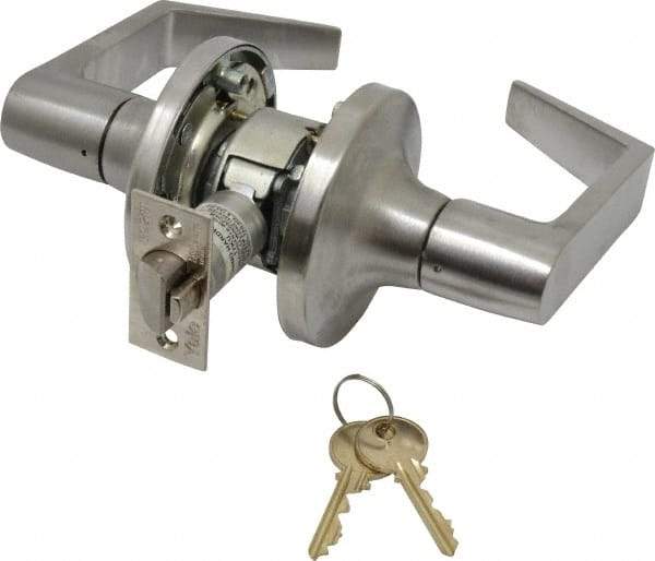 Yale - Grade 1 Classroom Lever Lockset - 2-3/4" Back Set, 6 Pin Para Keyway Cylinder, US26D/Satin Chrome Plated Finish - Exact Tool & Supply