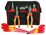 10 Piece - Insulated Pliers; Cutters; Slotted & Phillips Screwdrivers in Tool Box - Exact Tool & Supply