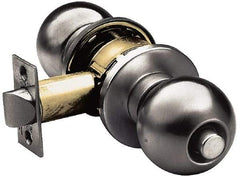 Yale - 1-3/8" Door Thickness, Stainless Steel Classroom Knob Lockset - 2-3/4" Back Set, 2 Cylinder - Exact Tool & Supply