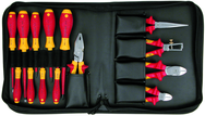14 Piece - Insulated Pliers; Cutters; Slotted & Phillips Screwdrivers; in Zipper Carry Case - Exact Tool & Supply