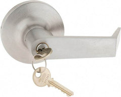 Yale - Fire Rated, Entry Lever Lock with 3-1/2" Rose - Chrome (26D) Finish, Grade 1 - Exact Tool & Supply