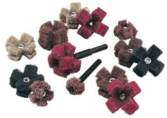Standard Abrasives - 3" Diam Medium Density Cross Buff - 2 Plys, 1/4-20 Thread, Coarse Grade, 8,000 Max RPM - Exact Tool & Supply