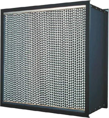 Made in USA - 24" High x 12" Wide 11-1/2" Deep, 99.97% Capture Efficiency, HEPA Air Filter - Microfiber Paper Media, Galvanized Steel Frame, 500 FPM Max, 1,000 CFM, 180°F Max, Use with Hospitals & Clean Rooms - Exact Tool & Supply