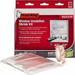 Frost King - 62" Long x 42" Wide, Indoor Shrink Film and Tape Window Kit Weatherstripping - Clear Plastic - Exact Tool & Supply
