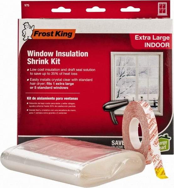 Frost King - 210" Long x 62" Wide, Indoor Shrink Film and Tape Weather Kit Weatherstripping - Clear Plastic - Exact Tool & Supply