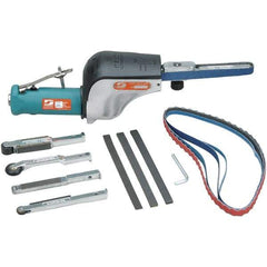 Dynabrade - 1/8 to 1/2 x 24 Inch, 20,000 RPM Air Belt Sander - 0.5 Hp, 1/4 NPT Inlet, 31 CFM Air Consumption, 5,800 FPM Speed - Exact Tool & Supply