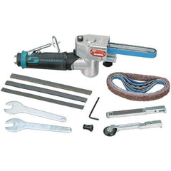 Dynabrade - 1/8 to 1/2 x 12 Inch, 25,000 RPM Air Belt Sander - 0.4 Hp, 1/4 NPT Inlet, 20 CFM Air Consumption, 4,890 FPM Speed - Exact Tool & Supply