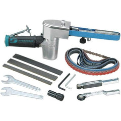 Dynabrade - 1/4 to 3/4 x 18 Inch, 20,000 RPM Air Belt Sander - 0.5 Hp, 1/4 NPT Inlet, 28 CFM Air Consumption, 4,550 FPM Speed - Exact Tool & Supply