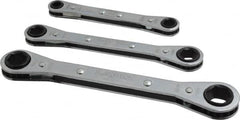 Lang - 3 Pc, 1/4 - 9/16", 6-Point Ratcheting Box Wrench Set - Exact Tool & Supply