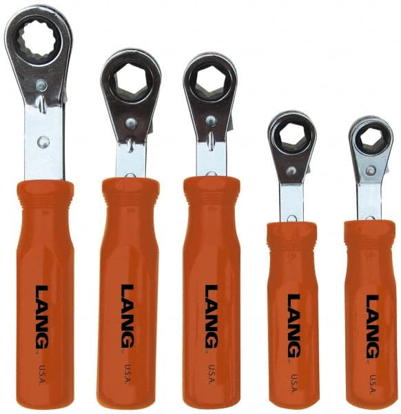 Lang - 13mm, 6 Point, Chrome Finish, Single End, Reversible Ratcheting Offset Box Wrench - Exact Tool & Supply