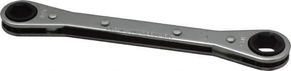 Lang - 3/8" x 7/16" 6 Point Ratcheting Box Wrench - Double End, 5-1/2" OAL, Steel - Exact Tool & Supply