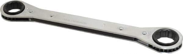 Lang - 19mm x 21mm 12 Point Ratcheting Box Wrench - Double End, 9-1/4" OAL, Steel - Exact Tool & Supply