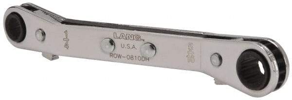Lang - 1/4" x 5/16" 12 Point Reversible Ratcheting Offset Box Wrench - Double End, 4-1/4" OAL, Steel, 25° Offset - Exact Tool & Supply