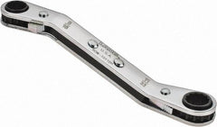 Lang - 5/16" x 11/32" 12 Point Reversible Ratcheting Offset Box Wrench - Double End, 4-1/4" OAL, Steel, 25° Offset - Exact Tool & Supply