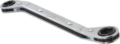 Lang - 3/8" x 7/16" 6 Point Reversible Ratcheting Offset Box Wrench - Double End, 5-7/16" OAL, Steel, 25° Offset - Exact Tool & Supply