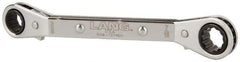 Lang - 3/8" x 7/16" 12 Point Reversible Ratcheting Offset Box Wrench - Double End, 5-7/16" OAL, Steel, 25° Offset - Exact Tool & Supply