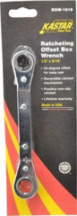 Lang - 1/2" x 9/16" 6 Point Reversible Ratcheting Offset Box Wrench - Double End, 6-3/4" OAL, Steel, 25° Offset - Exact Tool & Supply