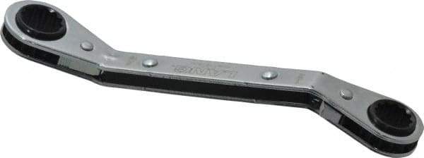 Lang - 1/2" x 9/16" 12 Point Reversible Ratcheting Offset Box Wrench - Double End, 6-3/4" OAL, Steel, 25° Offset - Exact Tool & Supply