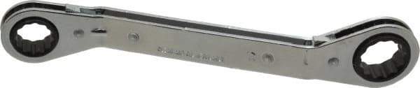 Lang - 5/8" x 3/4" 12 Point Reversible Ratcheting Offset Box Wrench - Double End, 8" OAL, Steel, 25° Offset - Exact Tool & Supply