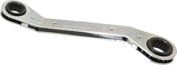 Lang - 15mm x 17mm 12 Point Reversible Ratcheting Offset Box Wrench - 8" OAL, Steel, 25° Offset - Exact Tool & Supply