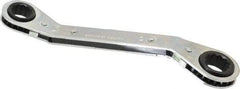 Lang - 15mm x 17mm 12 Point Reversible Ratcheting Offset Box Wrench - 8" OAL, Steel, 25° Offset - Exact Tool & Supply
