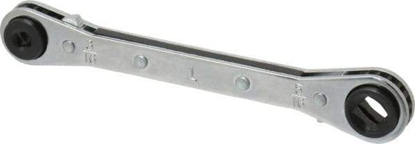 Lang - 1/4" & 3/16" Sq x 3/8" & 5/16" Sq 6 Point 4 in 1 Reversible Ratcheting Box Wrench - Double End, Steel - Exact Tool & Supply