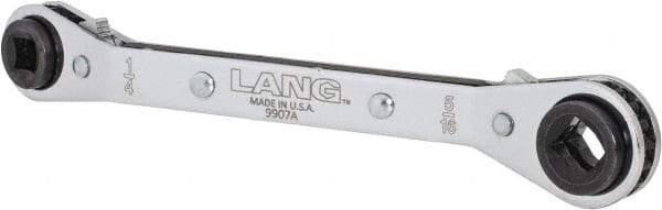 Lang - 1/4" & 3/16" Sq x 9/16" & 1/2" Hex 6 Point 4 in 1 Reversible Ratcheting Offset Box Wrench - Steel - Exact Tool & Supply