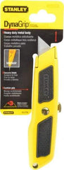 Stanley - Retractable Utility Knife - Plastic with Rubber Grip Handle, 3 Blades Included - Exact Tool & Supply