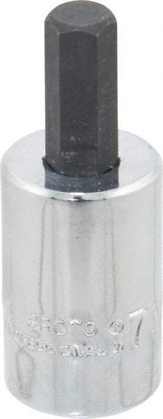 Proto - 3/8" Drive, 7mm Hex Bit Socket - 1-49/64" OAL, 3/4" Bit Length - Exact Tool & Supply